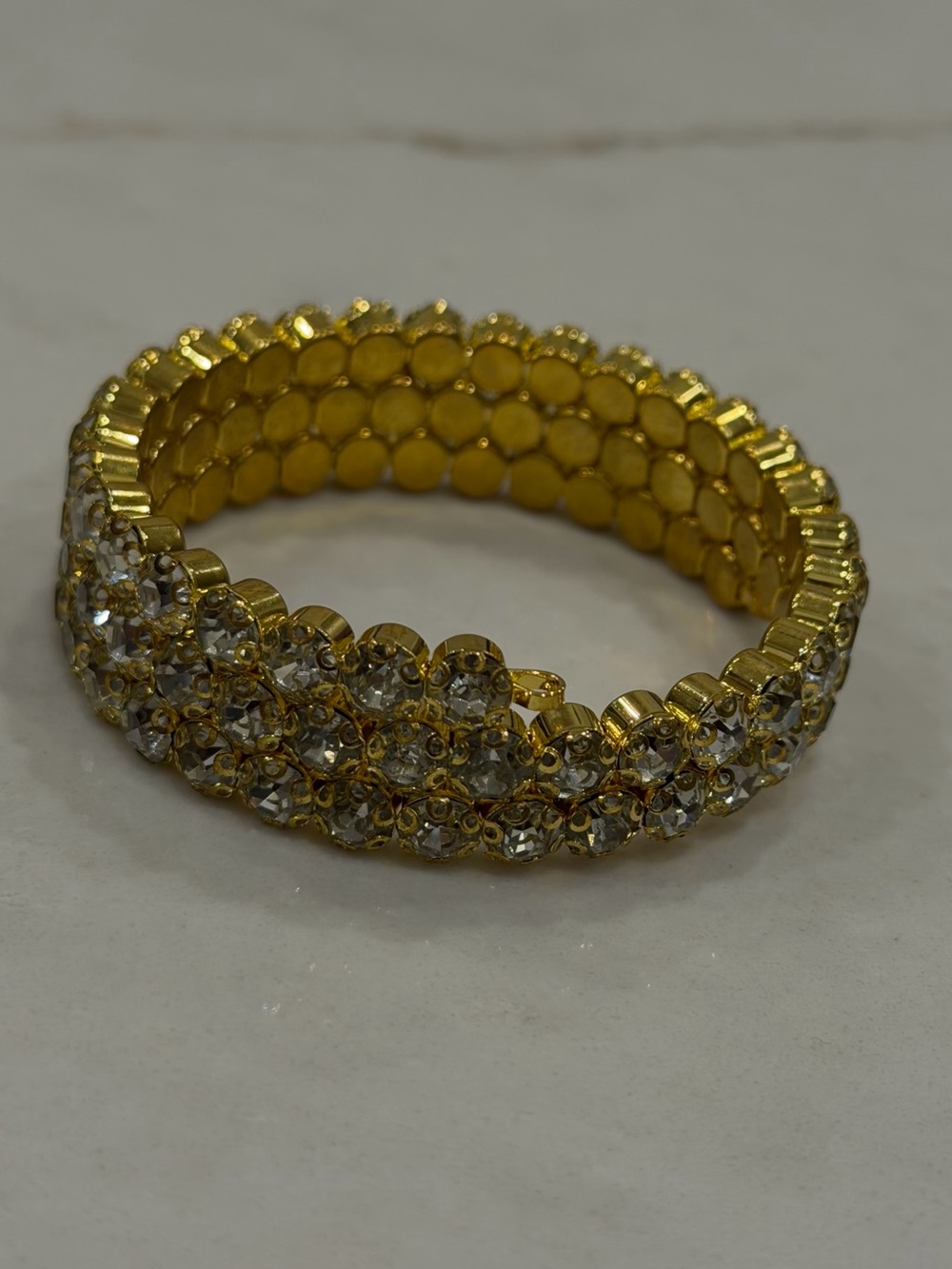Crystal Rhinestone Bangle | Gold Tone Statement Bangles